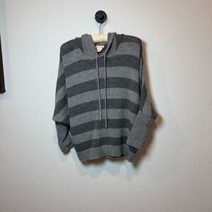 Sweet Romeo Charcoal and Light Gray Striped Men's Sweater